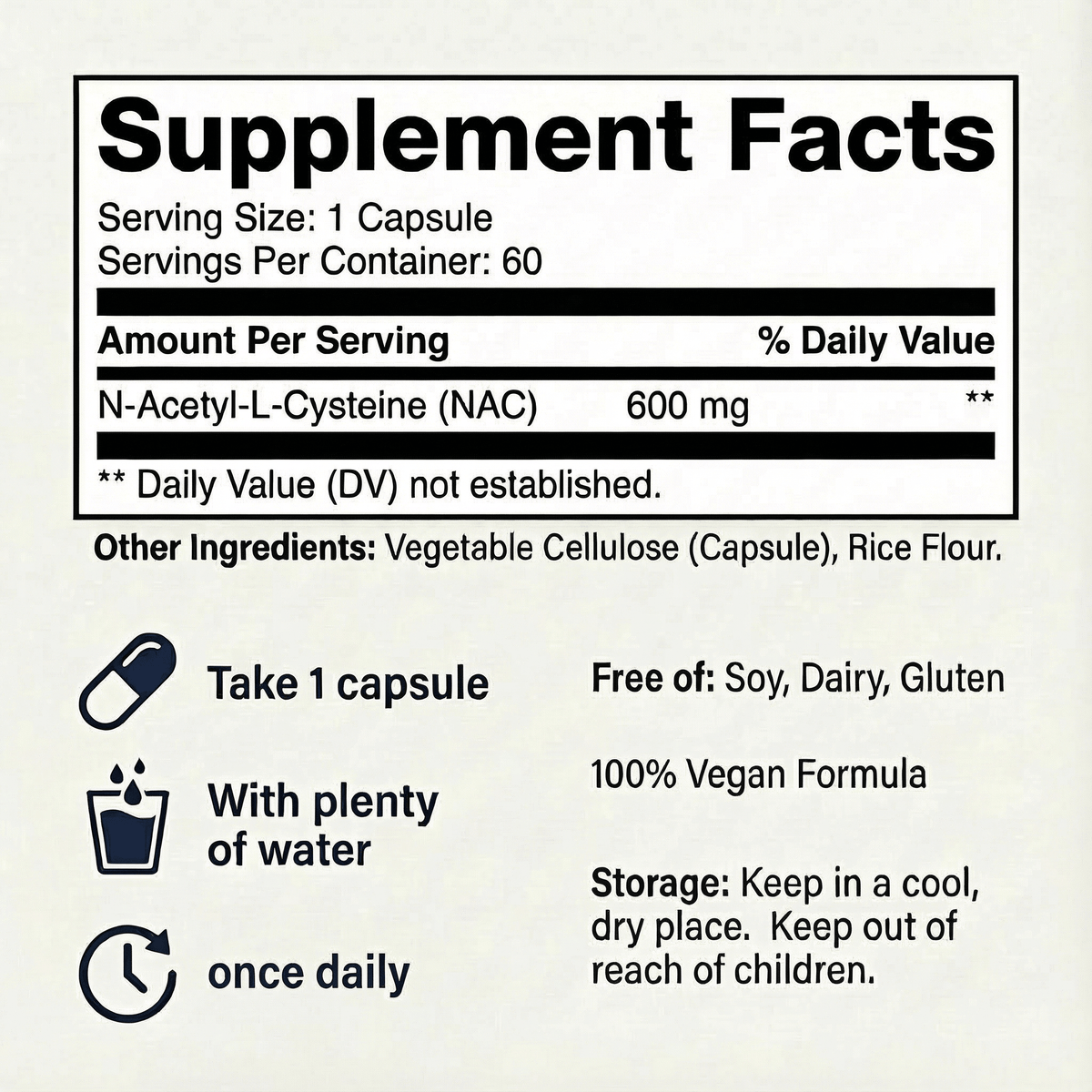 N-Acetyl L-Cysteine (NAC) Capsules | 60 count