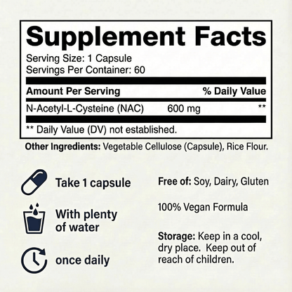 N-Acetyl L-Cysteine (NAC) Capsules | 60 count